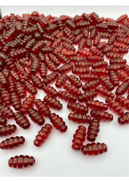 100GR Bordo Renk Makarna Model Burgulu,kovan Akrilik Boncuk,çanta Yapım,hobi Boncuğu (~52 Adet)