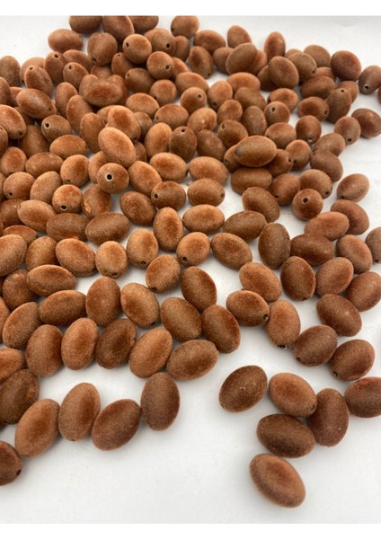 Açık Kagverengibadem Model Kadife Boncuk Takı, Çanta Yapım Boncuğu ( 100GR,~40 Adet)