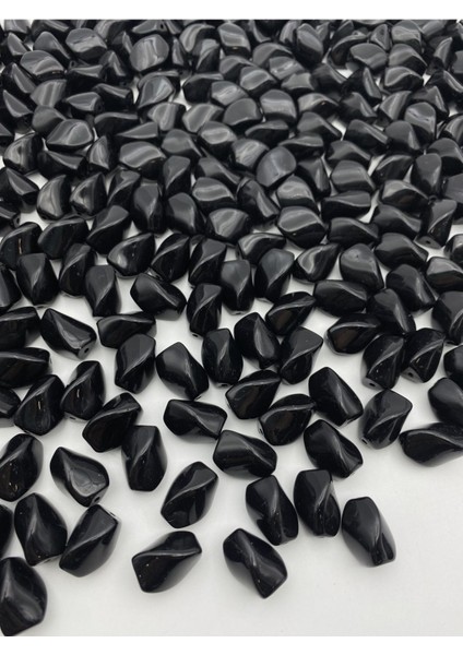 Siyah Küt Burguluakrilik Boncuk,çanta Yapım, Takı Boncuğu (100GR, ~60 Adet)