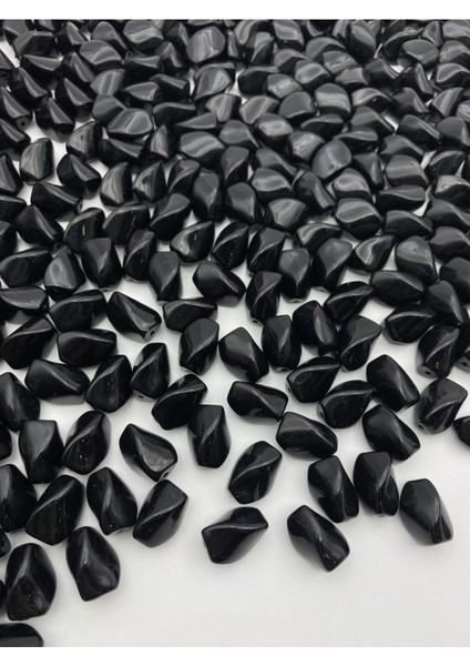 Siyah Küt Burguluakrilik Boncuk,çanta Yapım, Takı Boncuğu (100GR, ~60 Adet) fiyatları