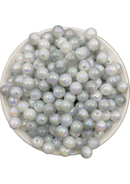 100GR 10MM Gri Ebruli Sedefli Janjanlı Pastel Inci Boncuk,takı,hobi,çanta Boncuğu (~200 Adet)