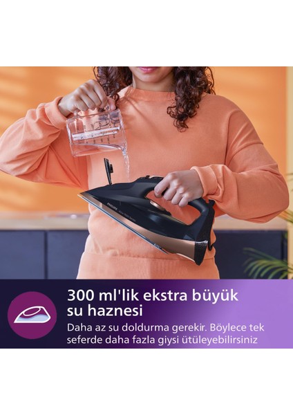 7500 Serisi Azur Buharlı Ütü 3200W, 55G/DK Sürekli Buhar, 260G Şok Buhar, DST7510+TÜY&HAV Toplayıcı-Hediyeli