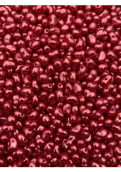 50GR Kırmızı Renk Formsuz Şekilsiz Plastik Lüks Barok Inci Boncuk, Yamuk Inci (~250 Adet) fiyatları