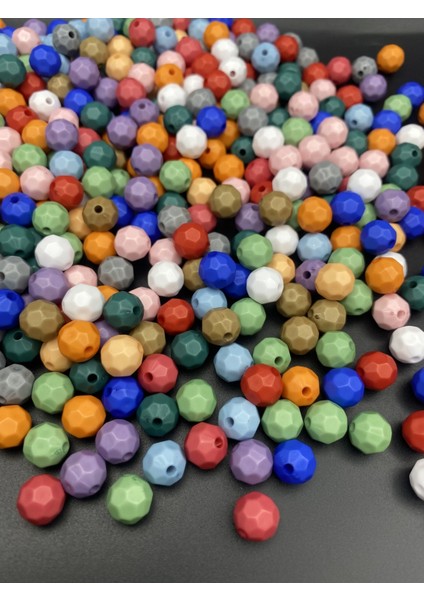 100GR Opak Petek Model Karışık Renkli 10MM Akrilik Boncuk ,çanta Yapım Boncuğu (~200 Adet)