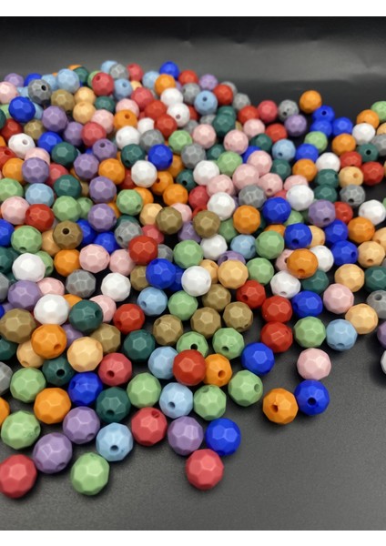 100GR Opak Petek Model Karışık Renkli 10MM Akrilik Boncuk ,çanta Yapım Boncuğu (~200 Adet) modelleri