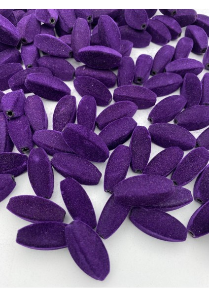 Mor Renk Köşeli Kütük Model Kadife Boncuk Takı, Çanta Yapım Boncuğu ( 100GR,~26 Adet)