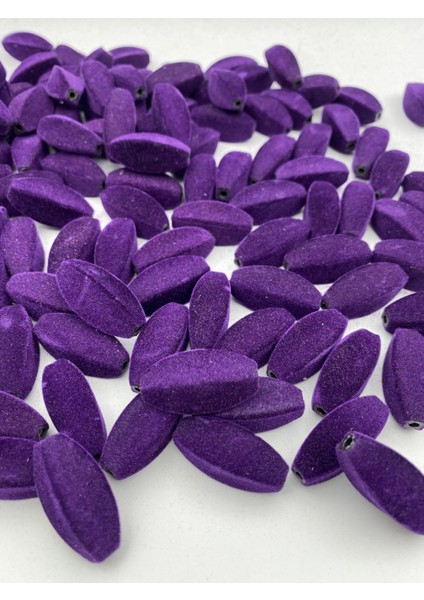 Mor Renk Köşeli Kütük Model Kadife Boncuk Takı, Çanta Yapım Boncuğu ( 100GR,~26 Adet) fiyatları