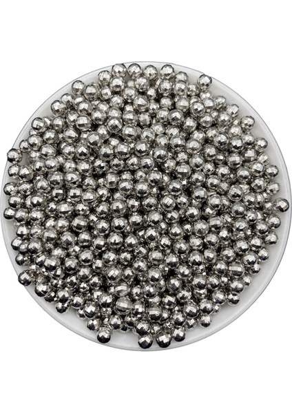 Deliksiz Dünya Inci Boncuk, 6mm Metalize Nikel Dünya Model Plastik Çakma Incisi (50GR,~360 Adet)
