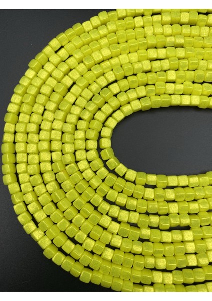 6mm Küp Model Fimo,sarı Renk Üzeri Yaldız,sedefli, Simli Fimo Boncuk Dizisi, Polimer Kil 40CM Dizi fiyatları