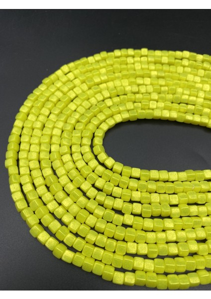 6mm Küp Model Fimo,sarı Renk Üzeri Yaldız,sedefli, Simli Fimo Boncuk Dizisi, Polimer Kil 40CM Dizi modelleri