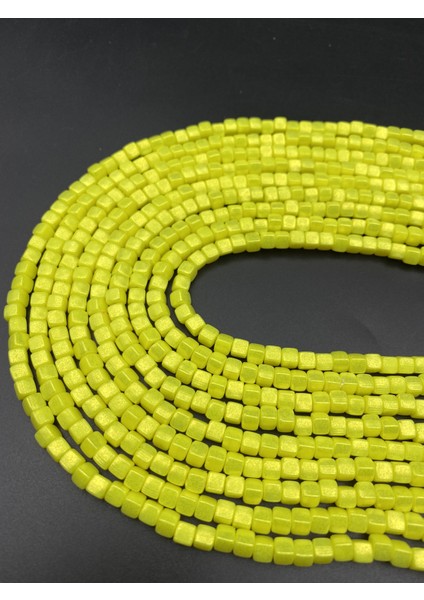 6mm Küp Model Fimo,sarı Renk Üzeri Yaldız,sedefli, Simli Fimo Boncuk Dizisi, Polimer Kil 40CM Dizi fırsatları