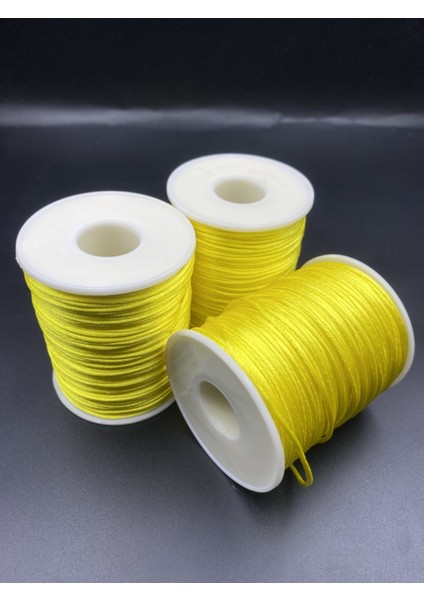 Floş Ip, 100 Metre (Bobin) Sarı Renk Floş Ip, 1mm Floş Ip / Sıçan Kuyruğu Takı Bileklik Ipi