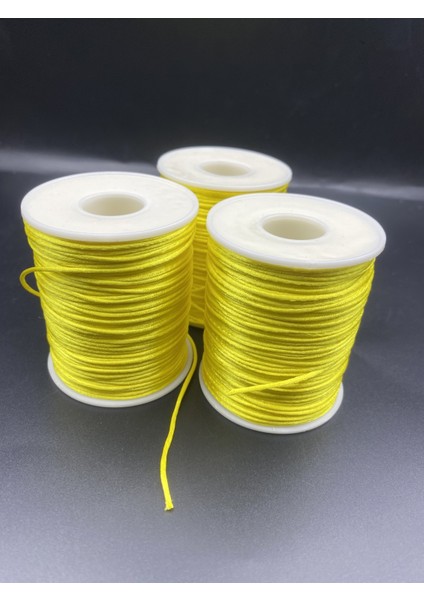 Floş Ip, 100 Metre (Bobin) Sarı Renk Floş Ip, 1mm Floş Ip / Sıçan Kuyruğu Takı Bileklik Ipi modelleri