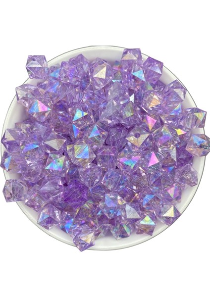 100GR 14MM Janjanlı Lila Renk Küp, Kübik Model Akrilik Boncuk,takı ,çanta Boncuğu (100GR,~80ADET) fiyatları