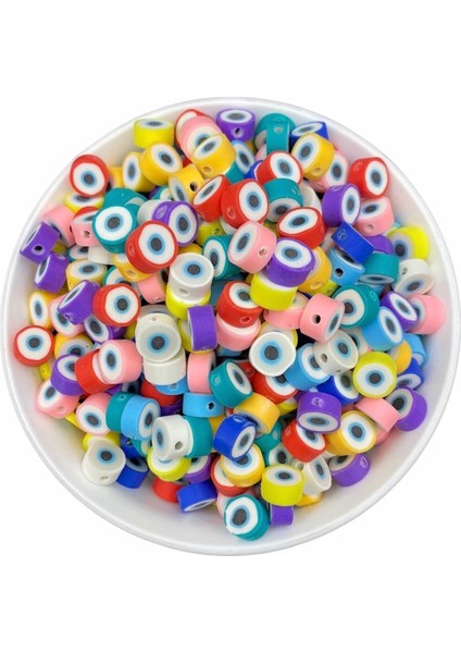 25 Adet 10MM Polimer Kil Fimo Karışık Renkli Nazar Boncuğu,göz Figür ,takı Yapımı, Hobi