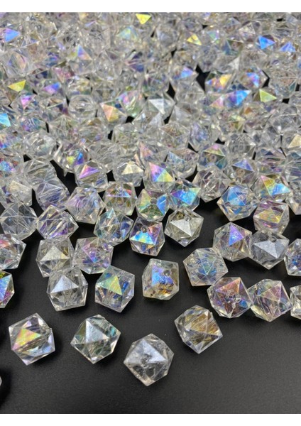 100GR 14MM Janjanlı Şeffaf Renk Küp, Kübik Model Akrilik Boncuk,takı ,çanta Boncuğu (100GR,~80ADET) fiyatları