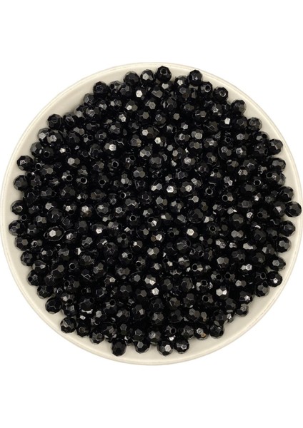 25GR 6mm Siyah Renk Petek Model Akrilik Boncuk,takı , Çanta Yapım Boncuğu (25GR,~200 Adet)