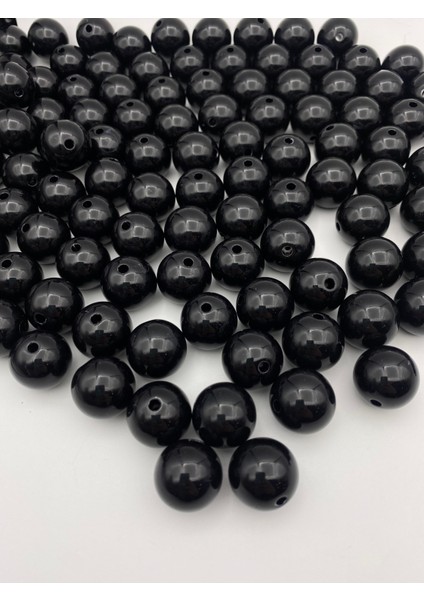 100GR 20MM Siyah Renk Lüks / Lüx Kaplama Plastik Inci Boncuk , Takı Boncuğu (100GR,~22 Adet)