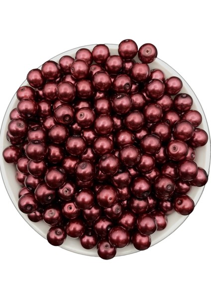 10MM Bordo Cam Inci Boncuk, Takı Aksesuar Yapım Boncuğu (50GR,~35ADET)
