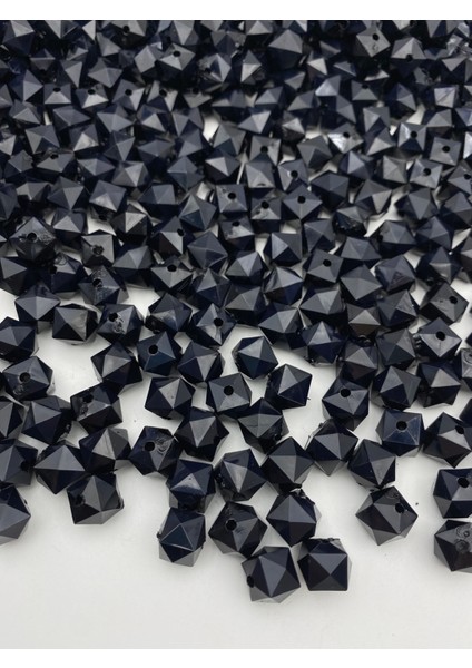 100GR 12MM Siyah Renk Küp, Kübik Model Akrilik Boncuk,takı ,çanta Boncuğu (100GR,~110 Adet)