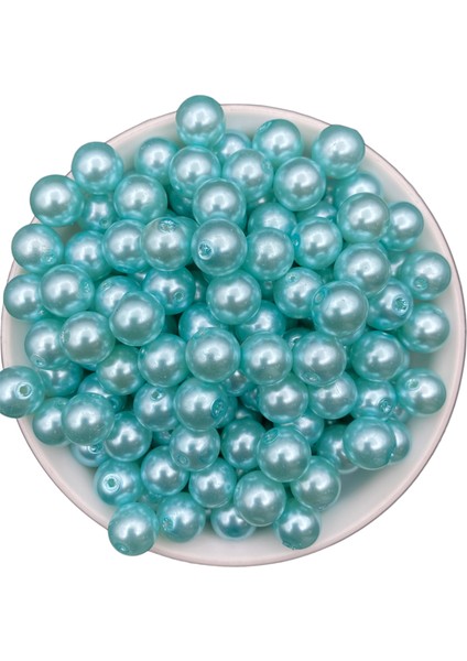 12MM Açık Mavi Cam Inci Boncuk, Takı Aksesuar Yapım Boncuğu (50GR,-23ADET )