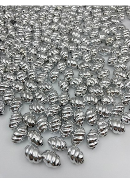 100GR Burgulu Gümüşnikel Renk Boncuktakı, Aksesuar,çanta Yapım Boncuğu (100GR,~68 Adet)