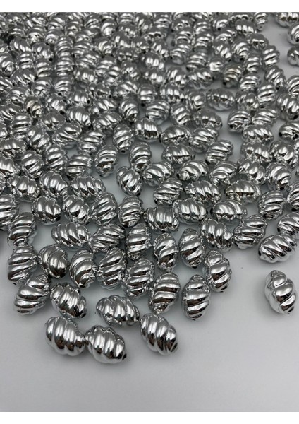 100GR Burgulu Gümüşnikel Renk Boncuktakı, Aksesuar,çanta Yapım Boncuğu (100GR,~68 Adet) modelleri