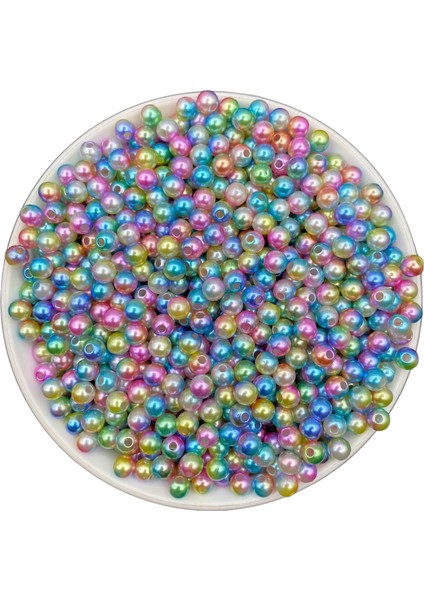 6mm Karışık Renkli Ebruli Inci Boncuk,takı Yapım, Hobi Boncuğu (25GR ~240 Adet)