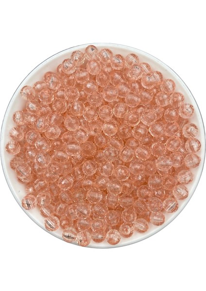 8mm Somon / Mercan Renk Akrilik Dünya Model Boncuk,takı ve Çanta Yapım Boncuğu (50GR,~200 Adet)