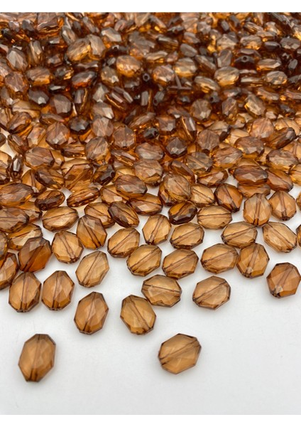 100GR Küçük Dikdörtgen Model Kahverengi Akrilik Boncuk, Takı,çanta Yapım Boncuğu (100GR,~160 Adet)