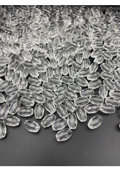 100 gr Şeffaf Renk Akrilik FIÇI,18X12MM Badem Model Boncuk,çanta Yapım Boncuğu (~83ADET)