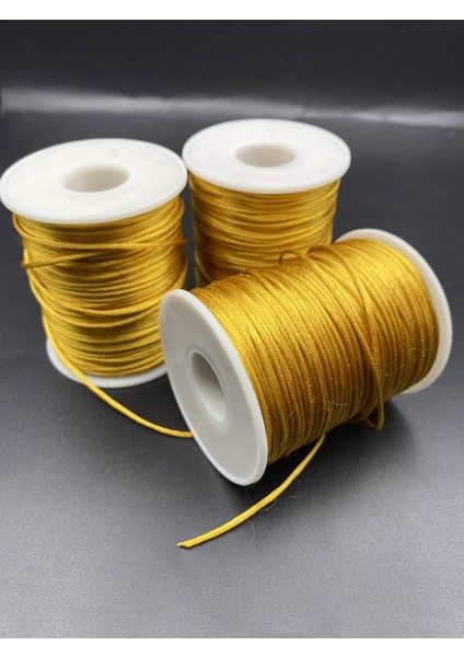 Floş Ip, 100 Metre (Bobin) Gold / Altınsarısı Floş Ip,1mm Floş Ip / Sıçan Kuyruğu Takı Bileklik Ipi