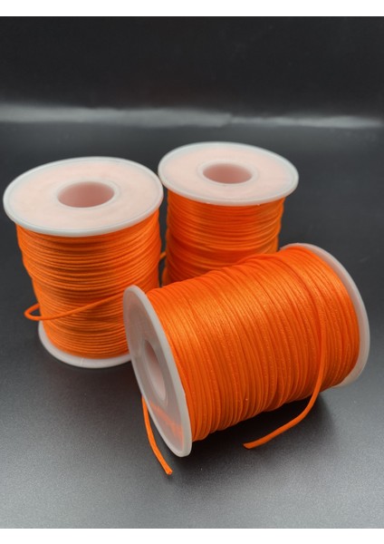 Floş Ip, 100 Metre (Bobin) Turuncu Renk Floş Ip, 1mm Floş Ip / Sıçan Kuyruğu Takı Bileklik Ipi