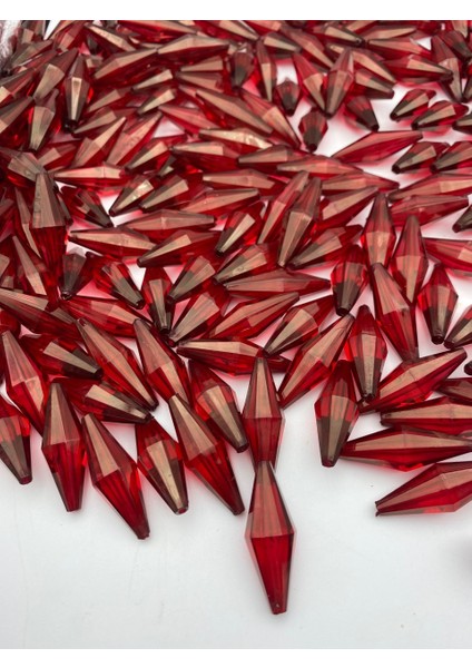 Bordo Renk Büyük Arpa Model Akrilik Boncuk,takı,çanta Yapım Boncuğu (100GR,~45 Adet)