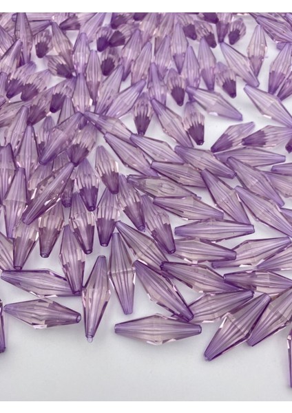 Lila Mor Renk Büyük Arpa Model Akrilik Boncuk,takı,çanta Yapım Boncuğu (100GR,~45 Adet)