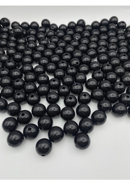 100GR 14MM Siyah Renk Lüks / Lüx Kaplama Plastik Inci Boncuk , Takı Boncuğu (100GR,~62 Adet)