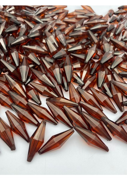 Kahverengi Büyük Arpa Model Akrilik Boncuk,takı,çanta Yapım Boncuğu (100GR,~45 Adet)