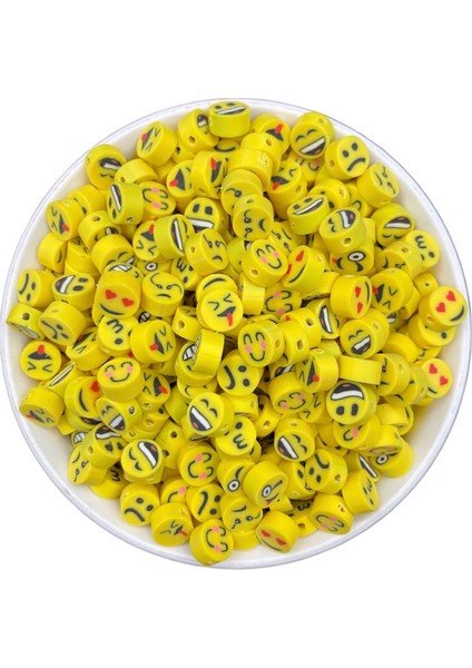 25 Adet Polimer Kil Karışık Emoji Model, Sarı Surat Yüz Ifadeleri Boncuk,takı Yapımı