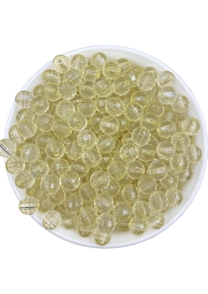 10MM Krem Renk Dünya Model Akrilik Boncuk,takı , Çanta Yapım Boncuğu (100GR,~180 Adet)