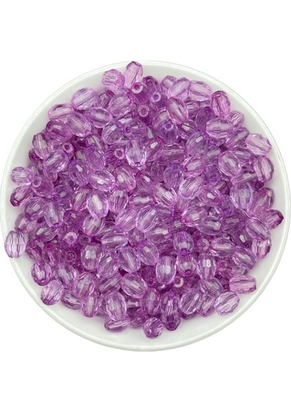 25 Grmorl Renkli 10X8MM Akrilik Fıçı, Badem Model Boncuk (25GR, ~70 Adet)