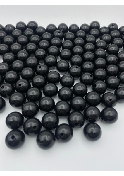 18 mm Siyah Renk Plastik Inci Boncuk, Çanta ve Takı Yapım Boncuğu (100 Gr,30 Adet)