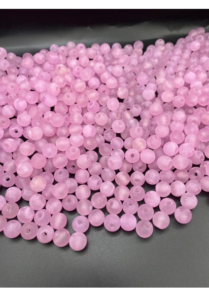 100GR 10MM Mat Buzlu Yapılı Akrilik Pembe Renk Yuvarlak Boncuk,takı,çanta Yapım Boncuğu (~210 Adet)