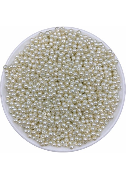 50 gr 4mm Krem Cam Inci Boncuk ,takı Yapım Boncuğu, Hobi (50GR,~550 Adet )