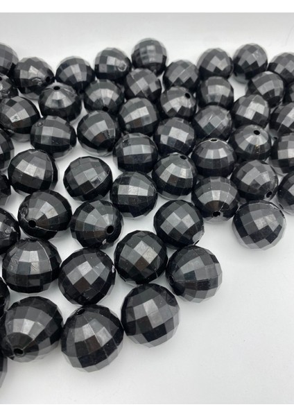 26MM Siyah Renk Dünya Model Akrilik Boncuk,takı, Çanta Yapım Boncuğu ( 100GR,~11 Adet)