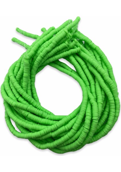 6mm Neon Yeşil Renk Polimer Kil Fimo Boncuk DIZISI,40CM Hamur Boncuk Fimo Dizi modelleri