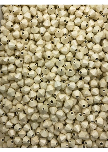 50GR 8mm Mat Metalik Krem Renk Piramit Boncuk , Takı Yapım Hobi Boncuğu ( 50GR,~275 Adet) fiyatları