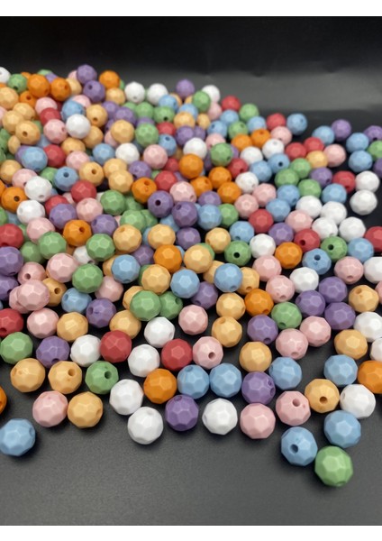 100GR Opak Petek Model Pastel Karışık Renkli 10MM Akrilik Boncuk ,çanta Yapım Boncuğu (~200 Adet)