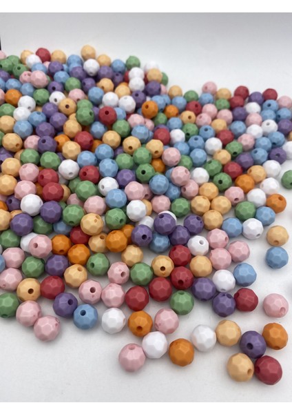100GR Opak Petek Model Pastel Karışık Renkli 10MM Akrilik Boncuk ,çanta Yapım Boncuğu (~200 Adet) modelleri
