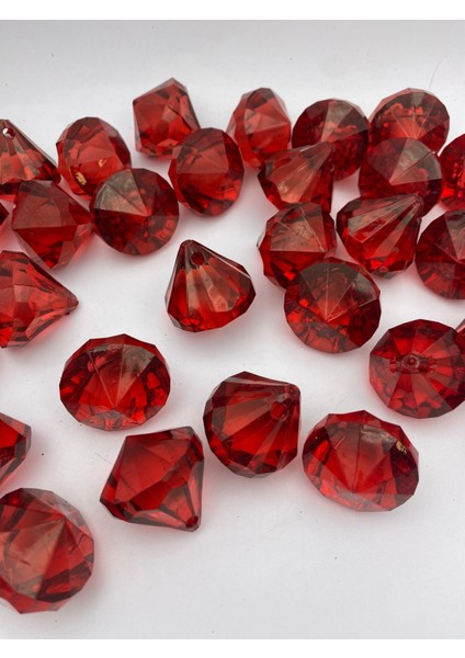 6 Adet Bordo Renk Büyük Elmas Kesim Model Sallantı Akrılık Boncuk fiyatları