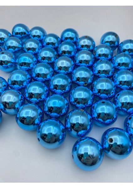 26MM Mavi Renk Metalize Boncuk, Takı,çanta Yapım,hobi Boncuğu( 100GR,~9ADET)